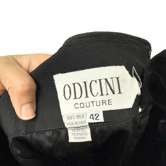 Vintage Andrea Odicini 100% Silk Black Texture Set Blazer Skirt Size 42 - Picture 15 of 15